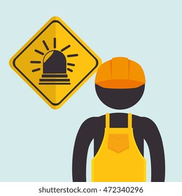 avatar worker with protection tool vector illustration design