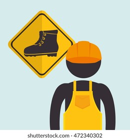 avatar worker with protection tool vector illustration design