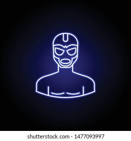 avatar wrestler line icon in blue neon style. Signs and symbols can be used for web logo mobile app UI UX