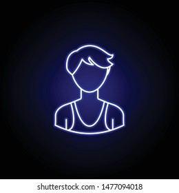 avatar wrestler line icon in blue neon style. Signs and symbols can be used for web logo mobile app UI UX