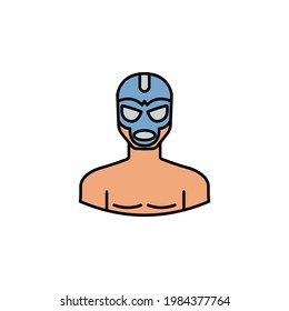 avatar wrestler outline colored icon. Signs and symbols can be used for web logo mobile app UI UX