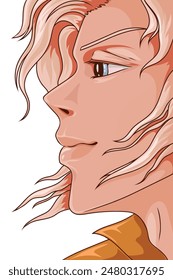 Avatar of a young attractive guy in profile in manga, anime style