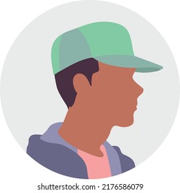 Avatar of a young man in a cap.Vector illustration in flat style.