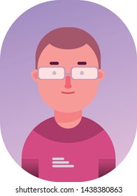 avatar young man with eyeglasses vector
