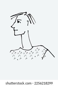 Avatar de un joven. ilustraciones de línea, estilo plano, elemento vector aislado, letra a mano