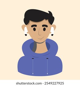 Avatar of a young man smiling and using earphone