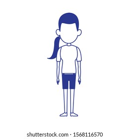 avatar young woman wearing shorts and tshirt over white background, colorful design , vector illustration