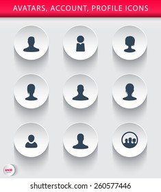 Avatars, account, profile, trendy 3d round icons, vector illustration, eps10, easy to edit