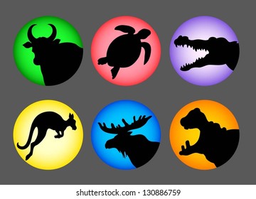 Avatars - animal silhouette 3 icons in color. Good use for avatar, icon, symbol, or button your website. Easy to use because each item is a group.