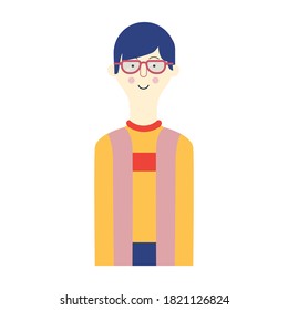 Personajes avatares. Iconos sociales planos, femeninos, masculinos