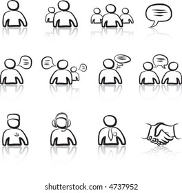 Avatars & Chat 1 icons set with black & white