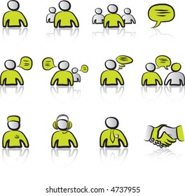 Avatars & Chat 1 icons set with black & green