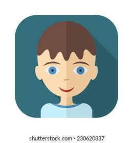 Avatars of children - boy face in flat style. Vector illustration