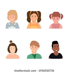 Avatars. Children.Girls and boys of different appearance and nationality.