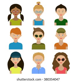Avatars. Children.Girls and boys of different appearance.