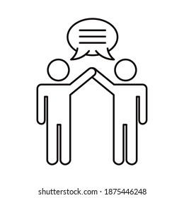 avatars couple coworking with speech bubble line style vector illustration design