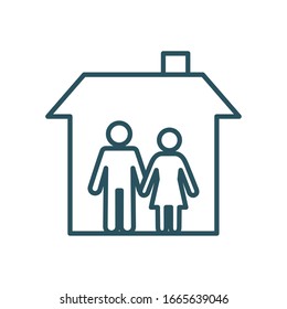 avatars couple inside house line style icon design, Insurance health care security protection life accident and guard theme Vector illustration