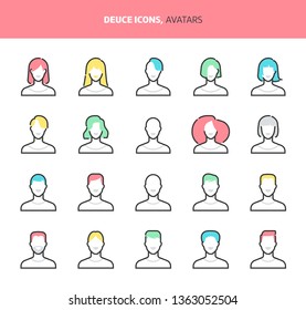 Avatars, deuce icons. The illustrations are a vector, colorful, 64x64 pixel perfect files. Crafted with precision and eye for quality.