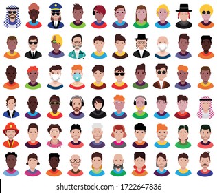 Avatars with different face and hairstyle.