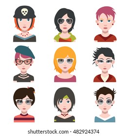 Avatars with different hair and clothes 