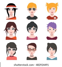 Avatars with different hair and clothes 
