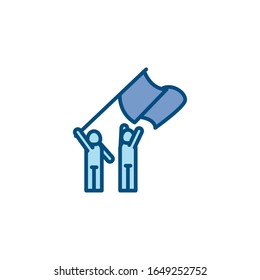 Avatars with flag line and fill style icon design of Person profile social communication human user partnership member and figure theme Vector illustration
