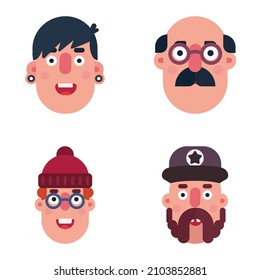 Avatars Flat Icon Set Isolated On White Background