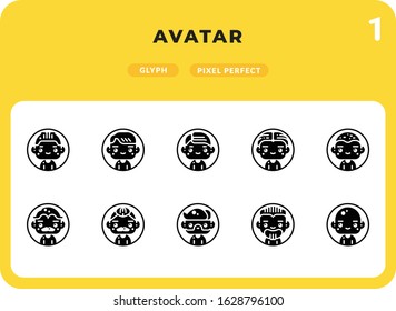 Avatars Flat  Icons Pack for UI. Pixel perfect thin line vector icon set for web design and website application.
