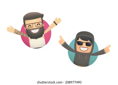 avatars with funny guys. conceptual illustration
