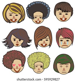avatars with girls hairstyles set vector EPS 10