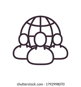 Avatars with global sphere line style icon design of Person profile social communication and human theme Vector illustration