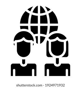 Avatare mit Globus, globales Team-Symbol