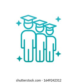 Avatars with graduation caps gradient style icon design, University education school college academic ceremony degree and student theme Vector illustration