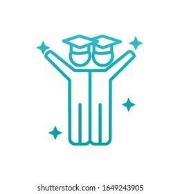 Avatars with graduation caps gradient style icon design, University education school college academic ceremony degree and student theme Vector illustration