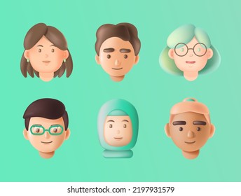 Avatars of happy people of different races