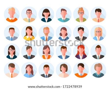 Avatars head large set. Characters anonymous users student businessman teenager, worker female male portrait different hairstyles hipsters in suit tie with glasses without. Colorful cartoon vector.