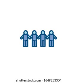 Avatars holding hands line and fill style icon design of Person profile social communication human user partnership member and figure theme Vector illustration