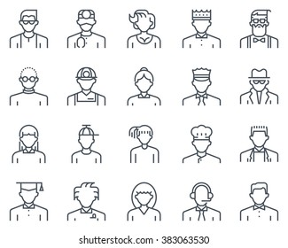 Avatars icon set suitable for info graphics, websites and print media and  interfaces. Line vector icon set.