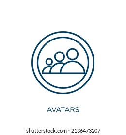avatars icon. Thin linear avatars outline icon isolated on white background. Line vector avatars sign, symbol for web and mobile