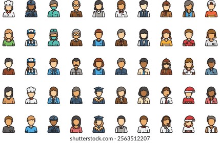 Avatars icons High-Quality Vector Icons Collection with Editable Stroke. Ideal for Professional and Creative Projects.