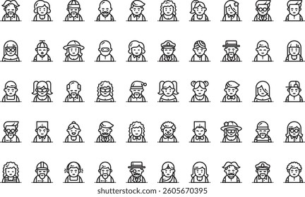 Avatars icons High-Quality Vector Icons Collection with Editable Stroke. Ideal for Professional and Creative Projects