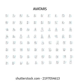 avatars icons, signs, outline symbols, concept linear illustration line collection