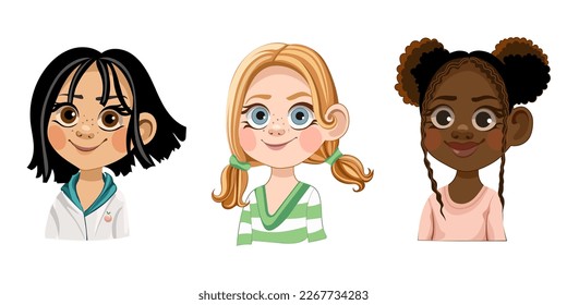 Avatars of kids with positive expression on faces