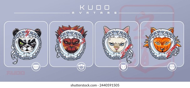 Avatars for Kudo are a panda, a fox, a monkey and a cat in a special protective helmet.