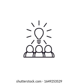Avatares y línea de bombilla de luz diseño ícono de perfil de persona comunicación social de usuario asociado de usuario humano y tema de figura Ilustración vectorial