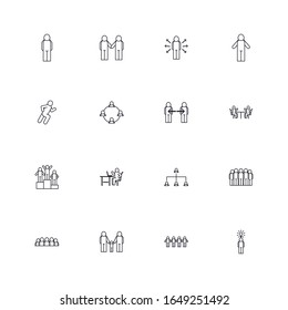 Avatars line style icono set diseño de perfil de persona comunicación social comunicación de usuario humano miembro de la asociación de usuarios humanos y tema de figura Ilustración vectorial