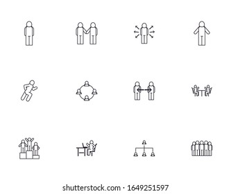 Avatars line style icon set design of Person profile social communication human user partnership member and figure theme Vector illustration