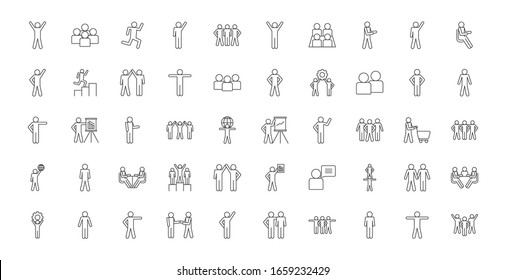 Avatars line style icon set design of Person profile social communication human user partnership member and figure theme Vector illustration