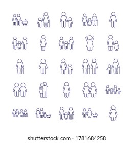 avatars line style icon set design, Family relationship and generation theme Vector illustration