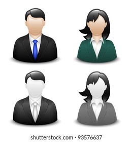 Avatars of a male and a female in business suits. Vector